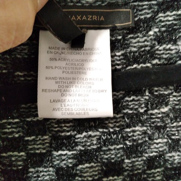 BCBG Maxazria Women's Thick Knit Open Front Sweater Cardigan Black Grey Size M - Picture 3 of 4